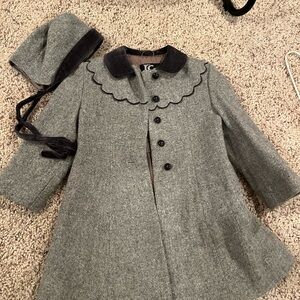 Vintage girls Tailorware Made In England Gray Coat with Matching Hat